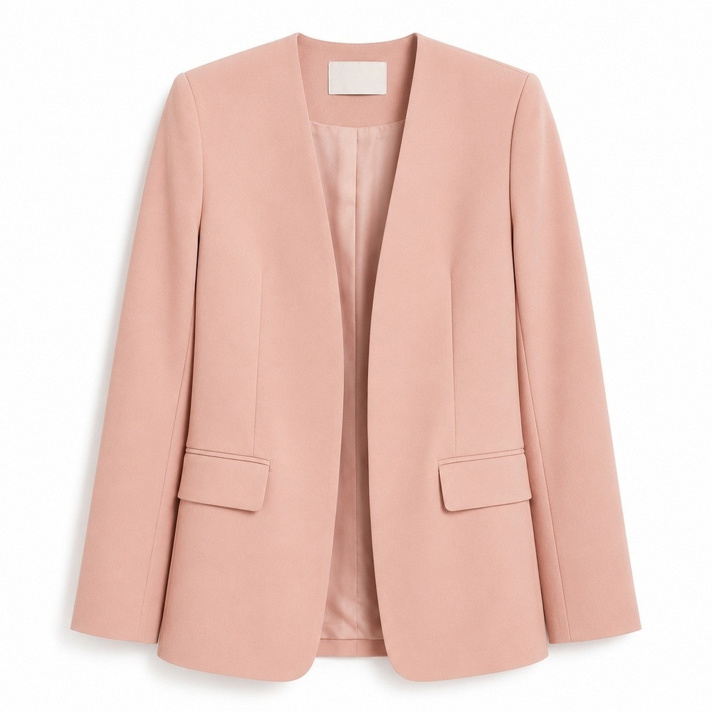 H&M Edition Womens XL Pink Collarless Blazer Open Front Jacket New With Tags